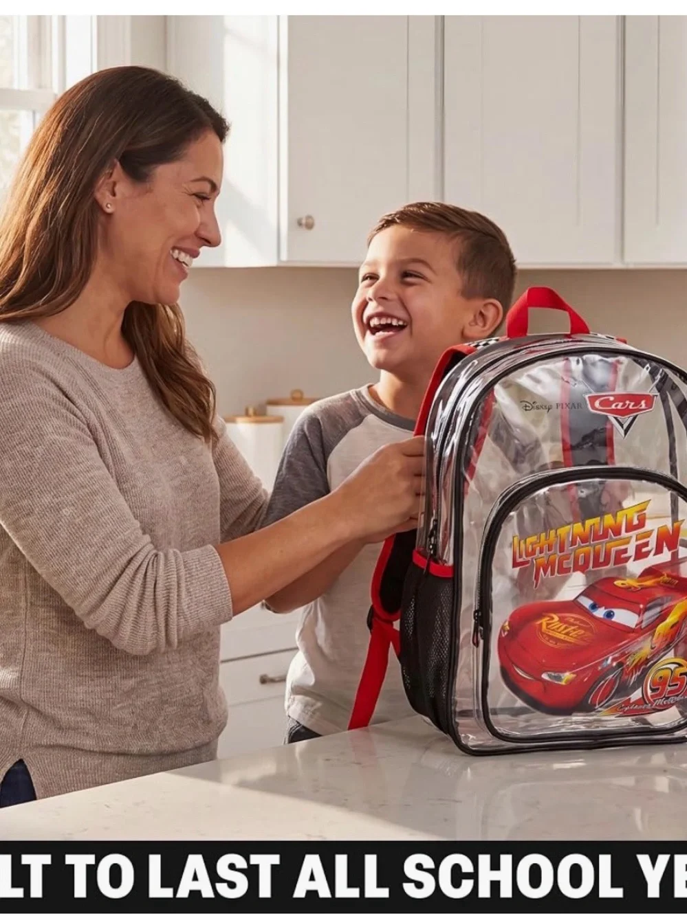 Lightning McQueen Clear Red Kids Backpack NEW BAG ONLY